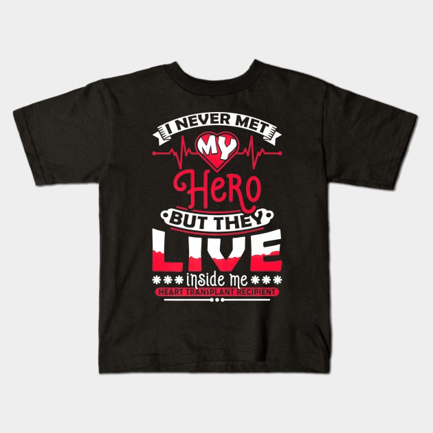 Heart transplant recipient organ donor Kids T-Shirt by Tianna Bahringer